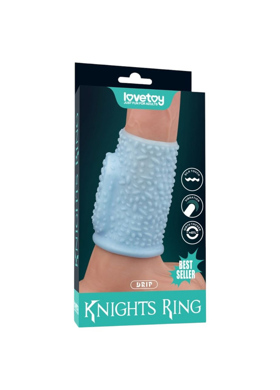 Насадка на пенис Vibrating Drip Knights Ring Blue вибрирующее эрекционное кольцо для усиления ощущений Lovetoy (322244872)