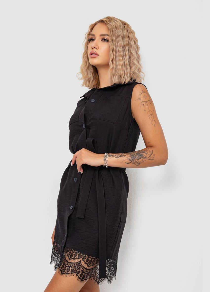 Чорна кежуал сукня на ґудзиках Ager