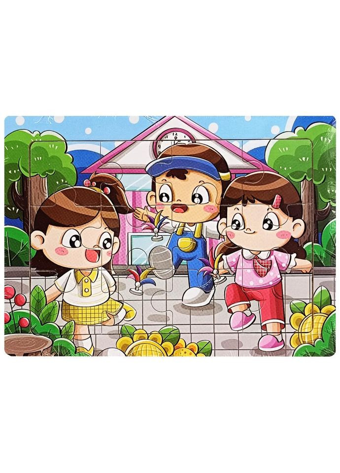 Детский деревянный пазл-вкладыш "Веселая игра" MD 1354-4, 12 элементов 15 х 11 х 0,4 см No Brand (339776493)