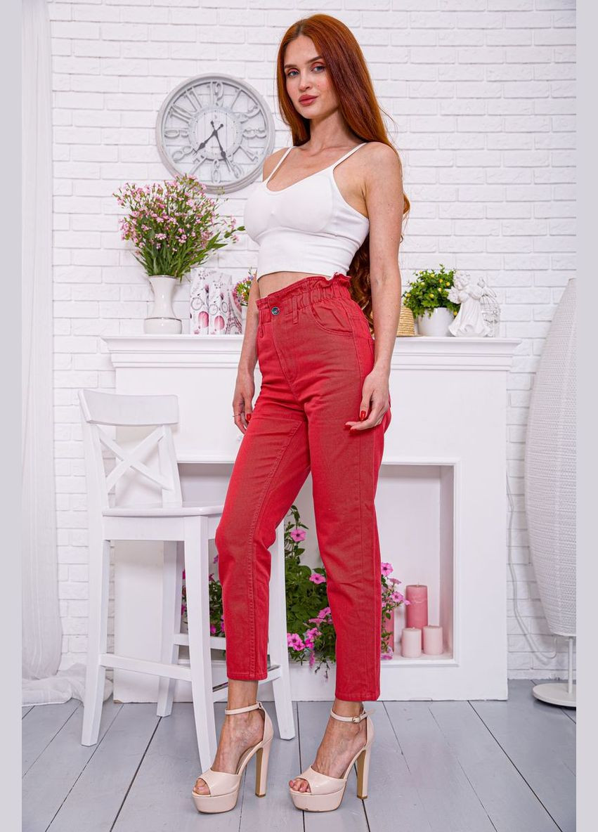 Жіночі прямі джинси МОМ, червоного кольору, Ager - (292130921)