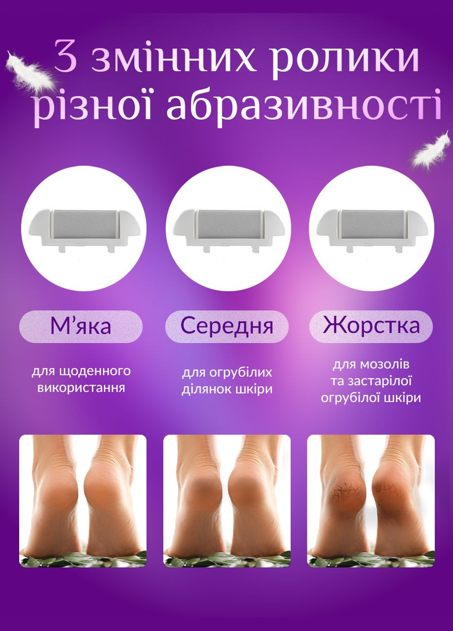 Електрична пемза для ніг електро пилка для п'ят роликова електропилка електропемза акумуляторна для педикюра No Brand (331782724)