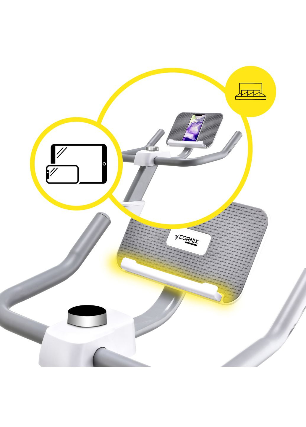 Велотренажер спиннинговый (спинбайк) Eliza White/Grey Cornix SB-ELIZA-WG (341529159)