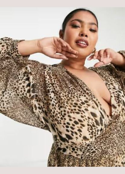 Бежева коктейльна сукня Asos з тваринним принтом