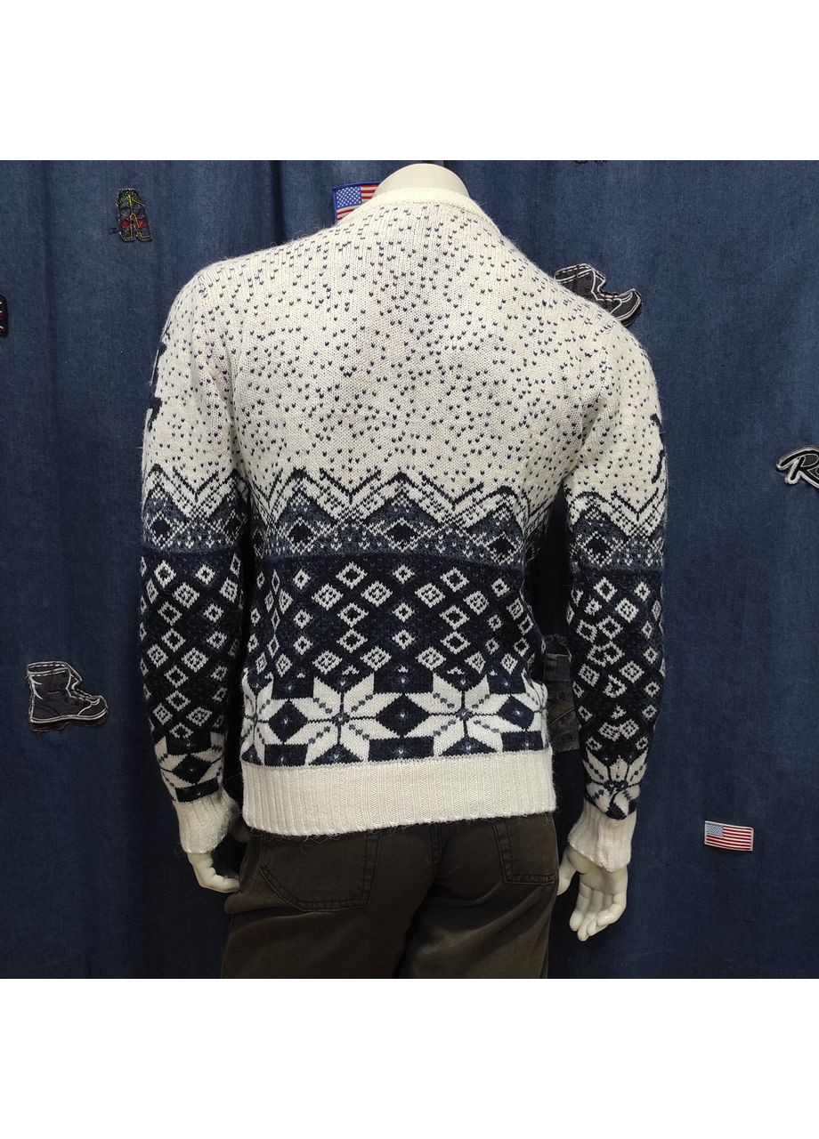 Білий зимовий светр чоловічий теплий вовна з оленями новорічний No Brand