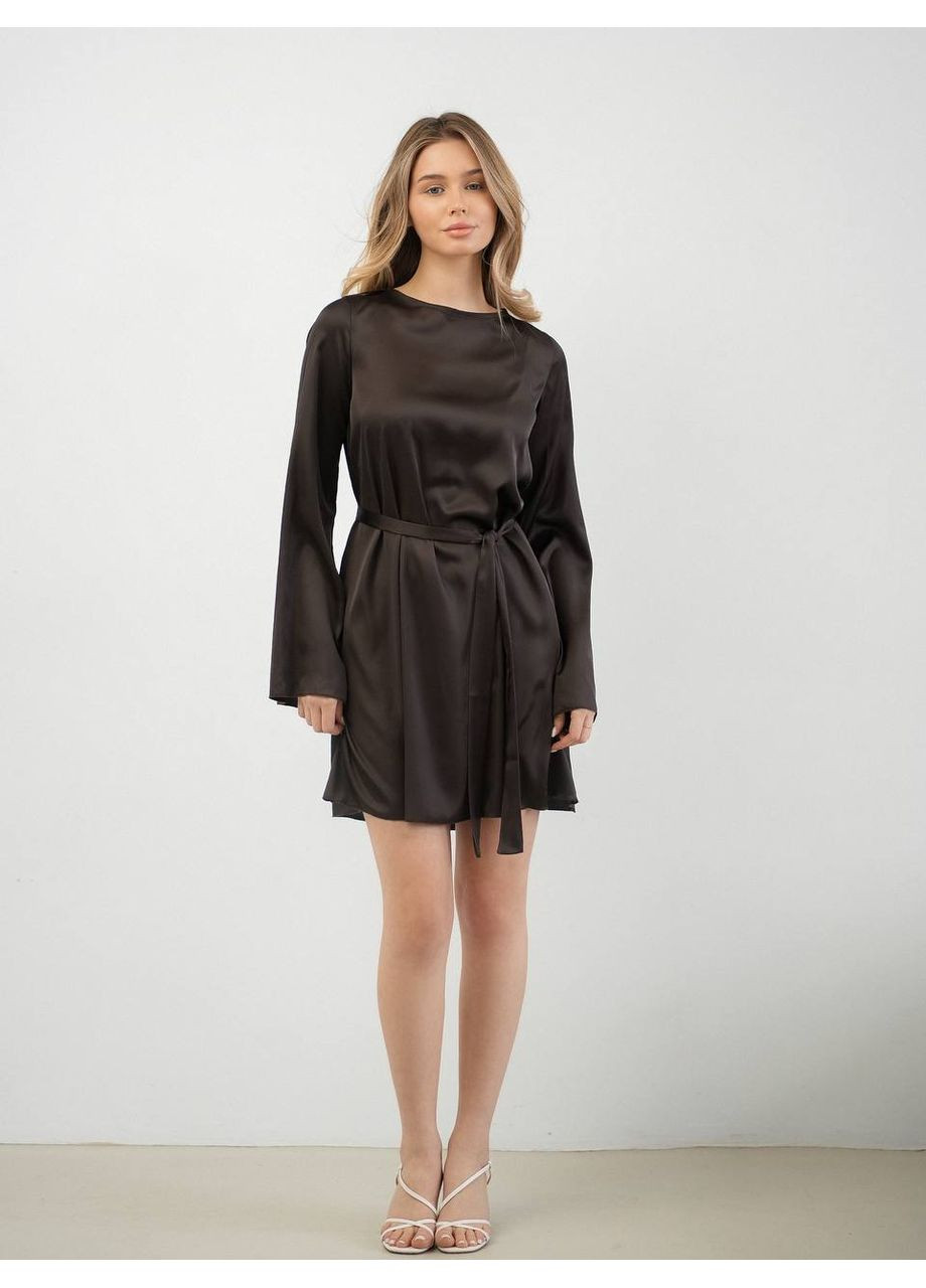 Коричнева святковий, повсякденний, кежуал, коктейльна сукня з поясом Україна