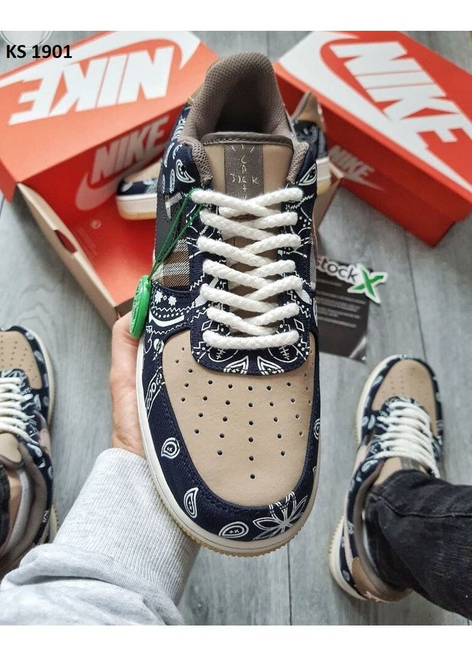Цветные демисезонные кроссовки мужские nike travis scott x air force low cactus jack найк тревис скот No Brand
