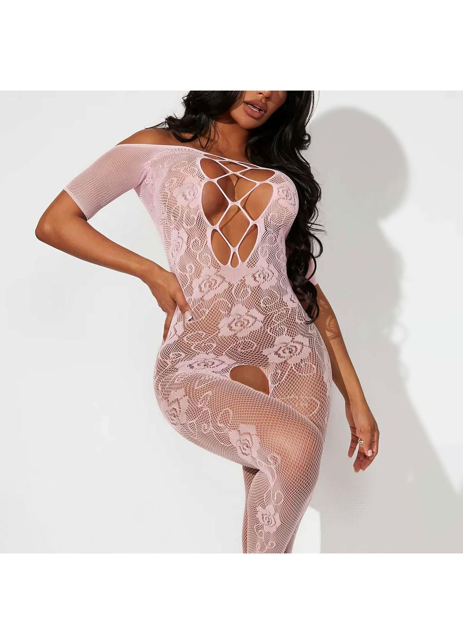 Боди-корсет с вырезом эластан соблазнительный розовый размер S/M/L L&L (366665047)