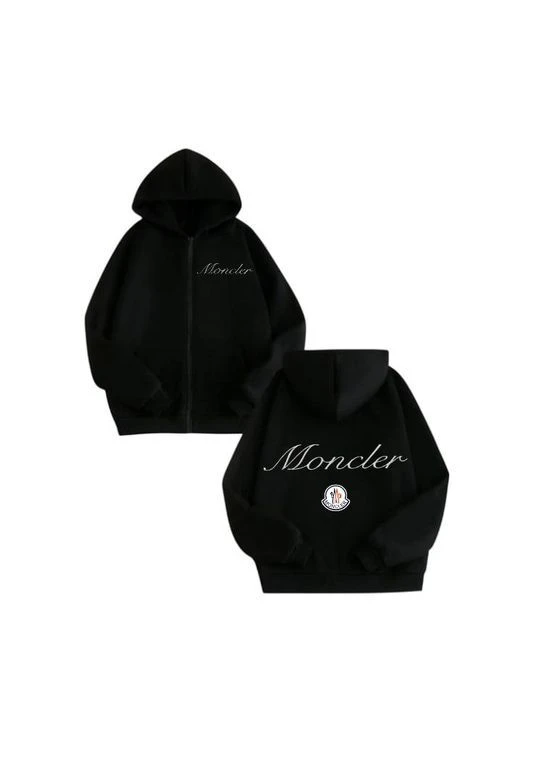 Чоловіча кофта демісезонна на блискавці з принтом чорна Moncler (380438992)