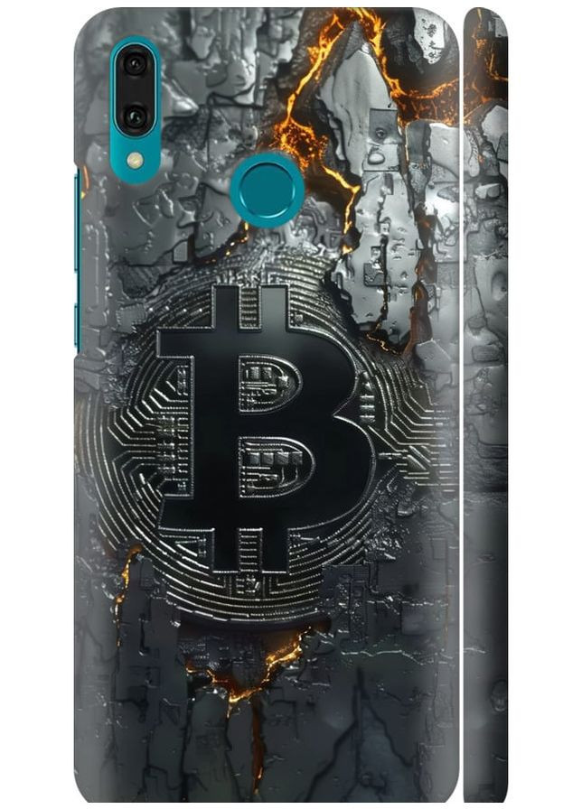 3D пластиковый матовый чехол 'Раскаленный биткойн' для Endorphone Huawei Y9 2019 (289716489)