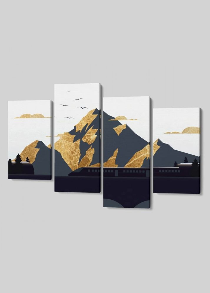 Модульная картина из четырех частей 130x90 см Mountain express (MK412824) Malevich Store (333339107)