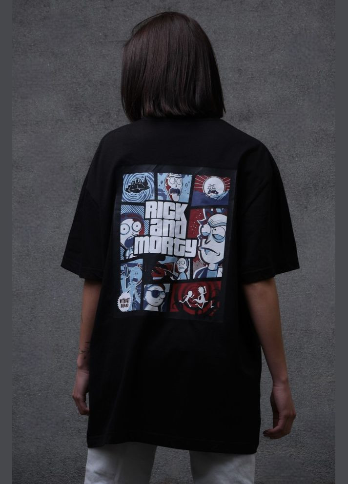 Оверсайз футболка с принтом rick and morty Black Without (325989505)