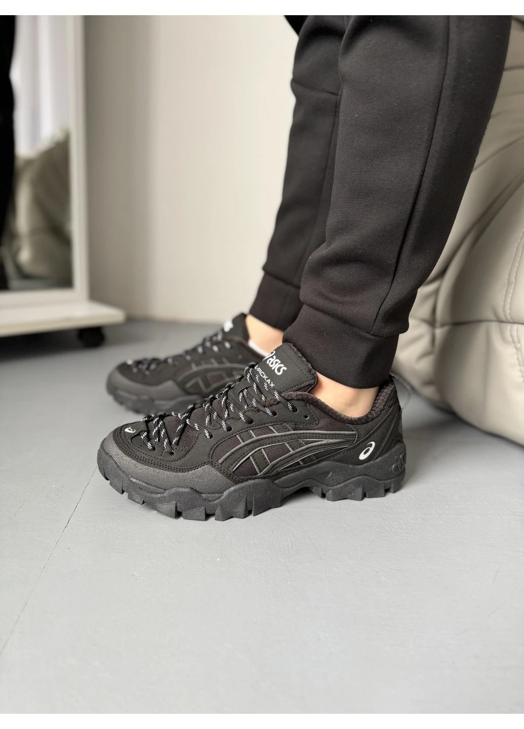 Черные летние кроссовки asics gel-pickax black асикс гель No Brand