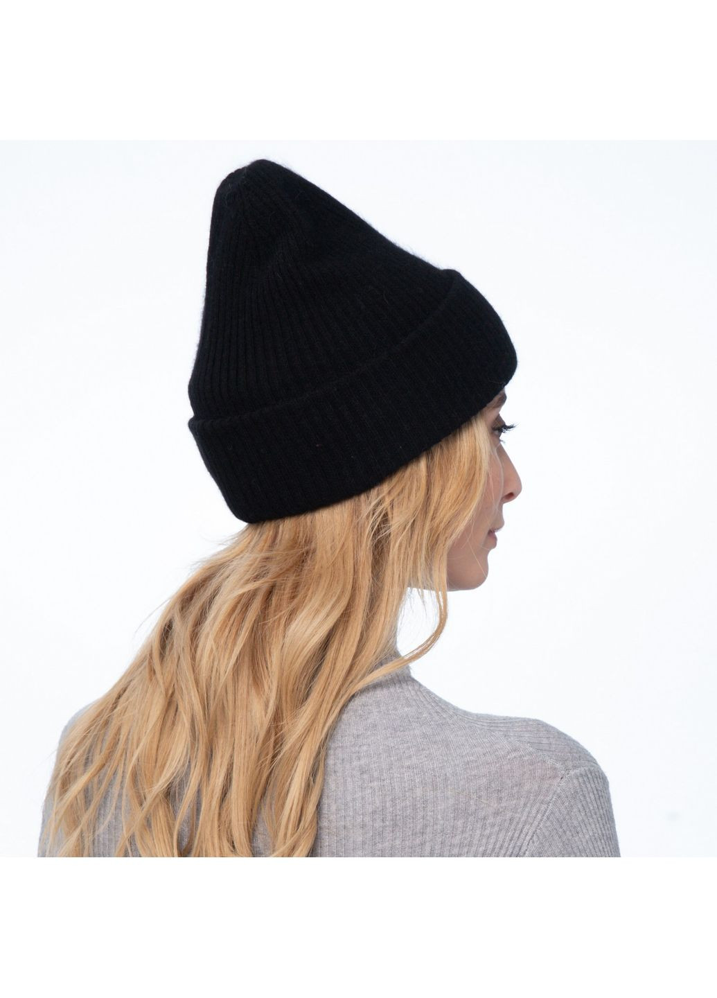Шапка біні жіноча ангора з вовною чорна AVA LuckyLOOK 705-426 (322792590)