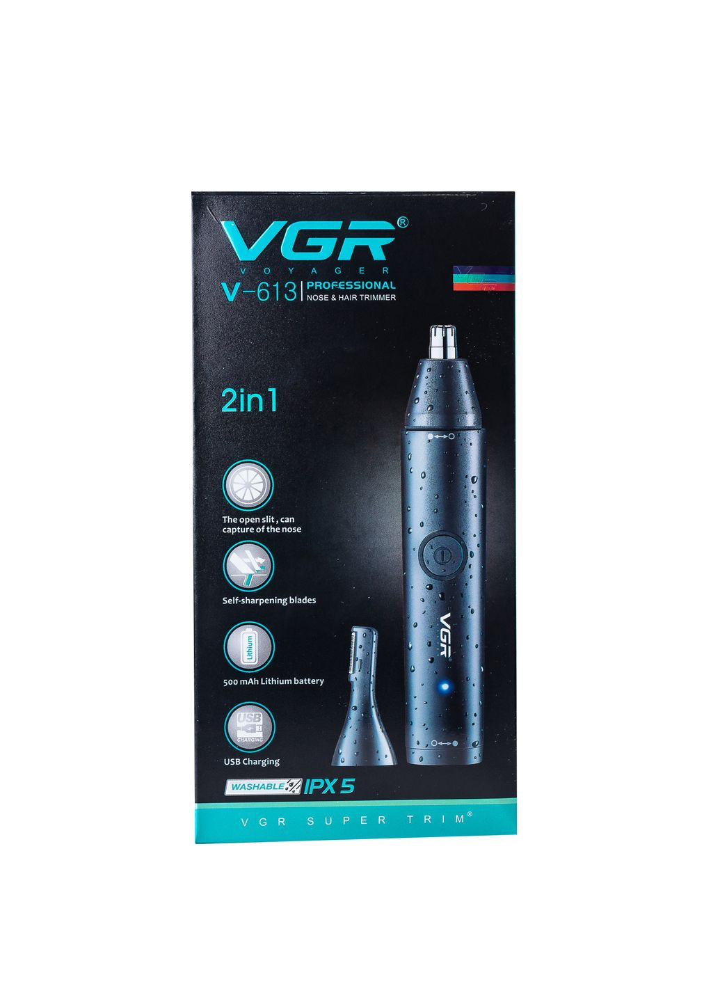 Триммер для носа и ушей V-613 аккумуляторный с насадками, VGR (322126208)