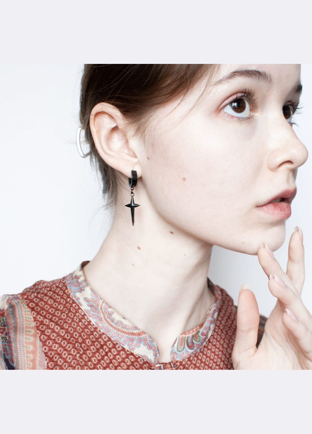 Серьги длинные минималистичные с удлиненными звездами готика винтаж в стиле панк гранж ретро y2k кольца эстетические тренд альт No Brand (312544336)