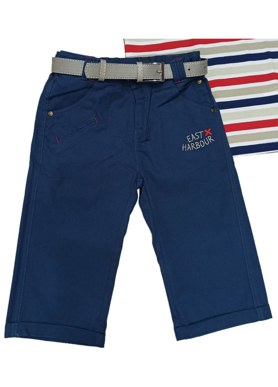 Синій літній футболка-поло та шорти для хлопчика з шортами Бембі