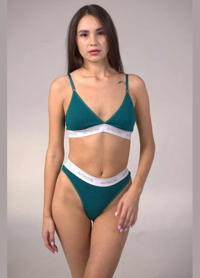 Зелений демісезонний комплект білизни з логотипом Apriori AU-200150 dark green