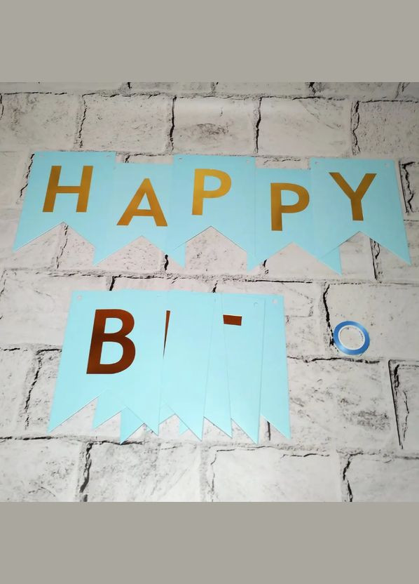 Гирлянда растяжка флажки Happy Birthday Голубая No Brand (331633433)