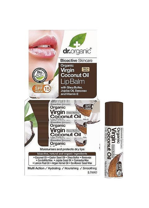 Бальзам для губ з кокосовим маслом Dr. Organic Bioactive Skincare Virgin Coconut Oil Lip Balm SPF15, 5.7 мл Dr.Organic 500037 (328399334)