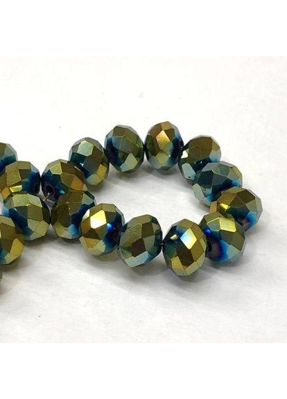 Намистини кришталеві рондель 8х6мм, нитка-65 од, гальванічне синьо-золоте напилення Plus-plus (352745532)