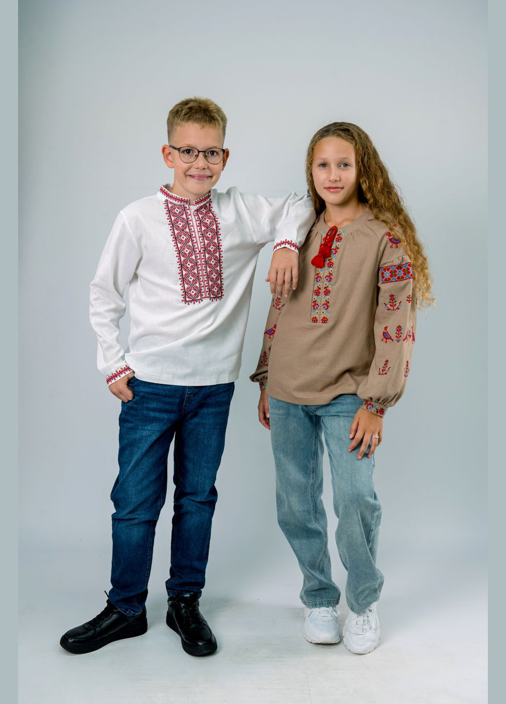 Кофейная вышиванка для девочки кофейная льняная рубашка с вышивкой цветов и птиц узор орнамент лен (326519741)