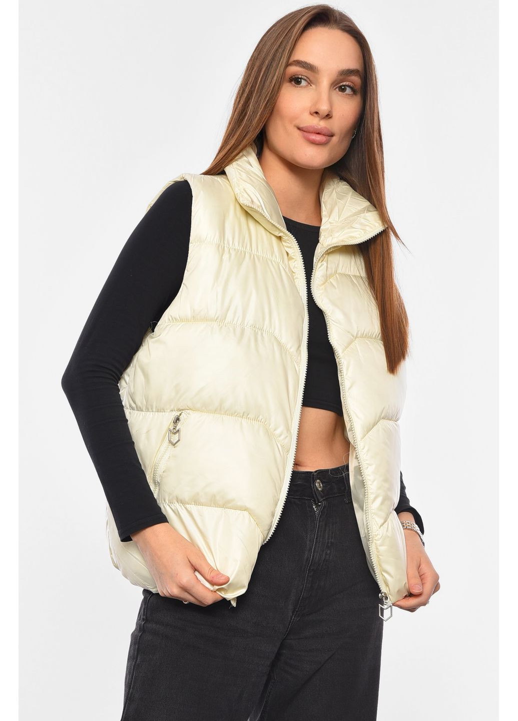 Жилетка жіноча молочного кольору Let's Shop (361147170)