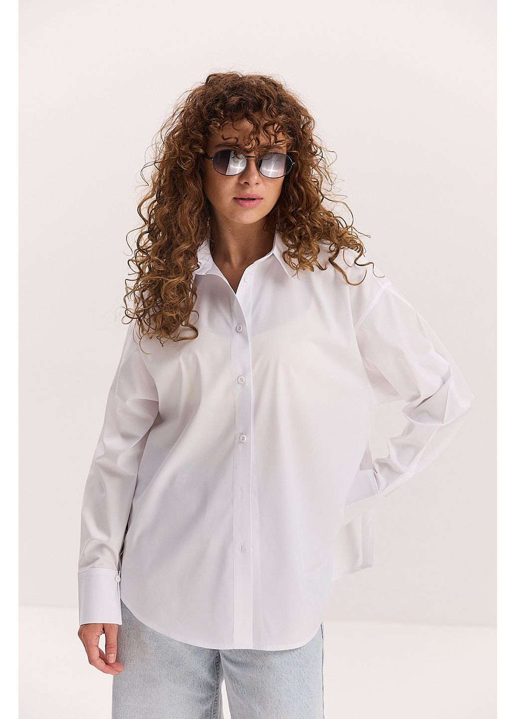 Жіноча сорочка оверсайз жовта з розрізами на ґудзиках з боків Arjen (353306017)