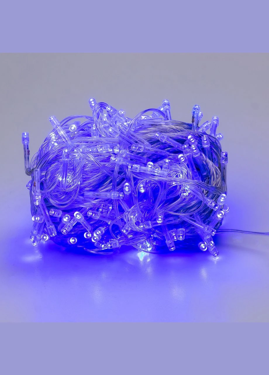 Гірлянда нитка 22м на 500 LED лампочок світлодіодна прозорий провід 8 режимів роботи Синій Garlando (306849531)