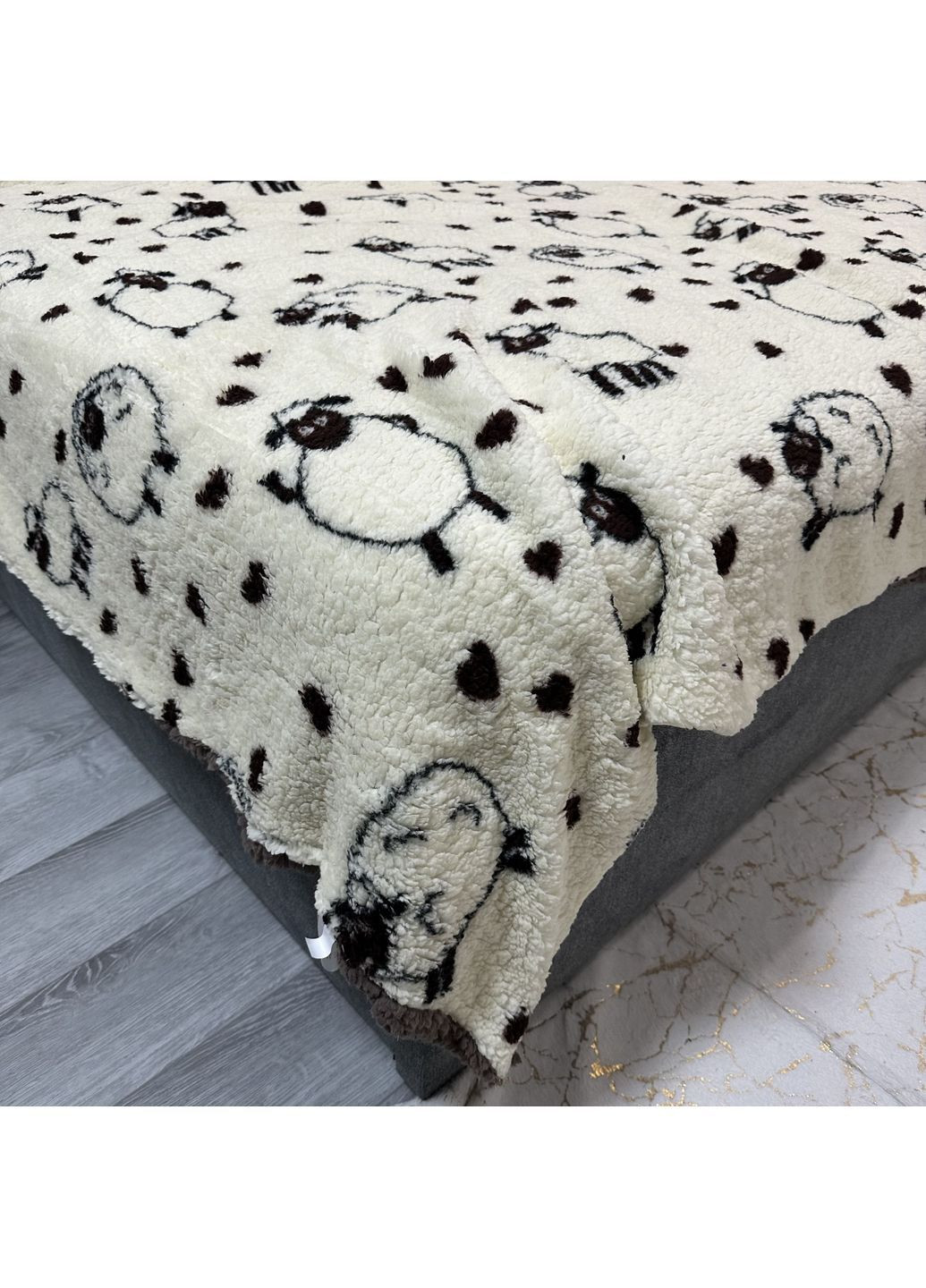 Двухсторонний Плед "Comfort & Style" (Teddy Fur). Размер 200*220 см бежевого цвета с рисунком. No Brand (365749764)