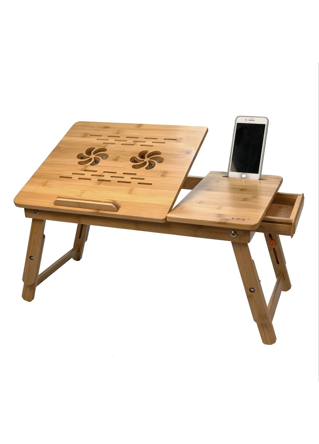 Бамбуковий столик для ноутбука T26 New з підставкою для смартфона UFT (303723995)