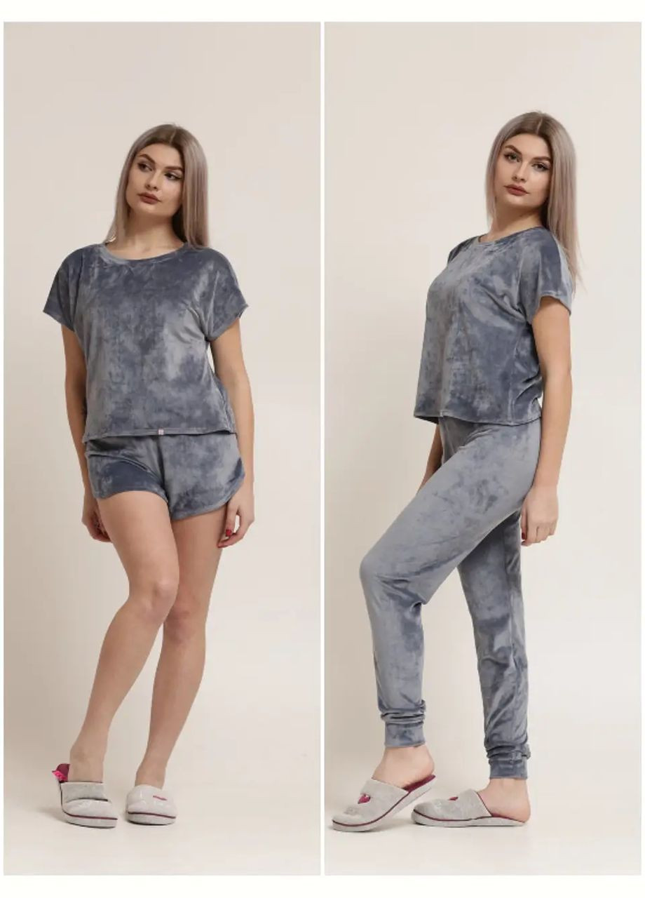 Світло-сіра всесезон костюм 3ка футболка, шорти, штани. світло сірий No Brand