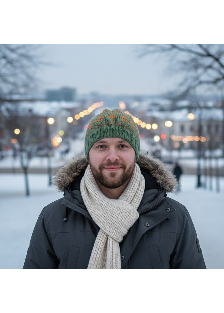 Шапка біні "Даллас" з визирунком, для чоловіків, ручна робота від, 50-58 см, мікс PRIGRIZ (369165089)