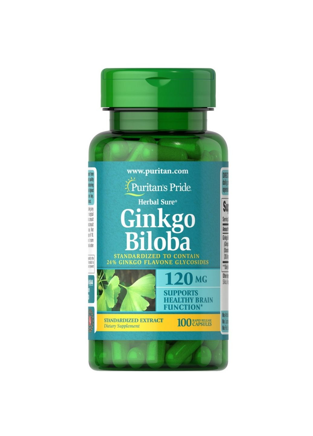 Натуральная добавка Ginkgo Biloba 120 mg, 100 капсул Puritans Pride (294926417)