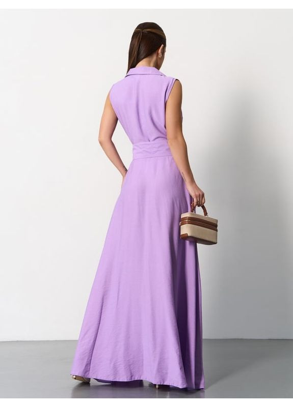 Комбінована сукня 15166 бузкова ISSA PLUS однотонна