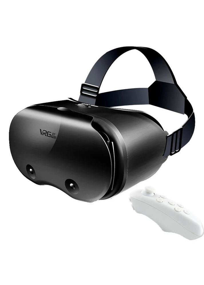 Окуляри шолом віртуальної реальності VRG Pro X7 для телефонів з екраном від 5″-7″ + пульт ДУ чорні ORIGINAL (303916050)