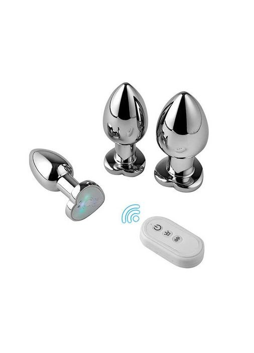 Стальная cветящаяся смарт анальная пробка Equinox USB с Д/У - 7,2*2,8 см – Анальные игрушки Magic Motion (370611768)