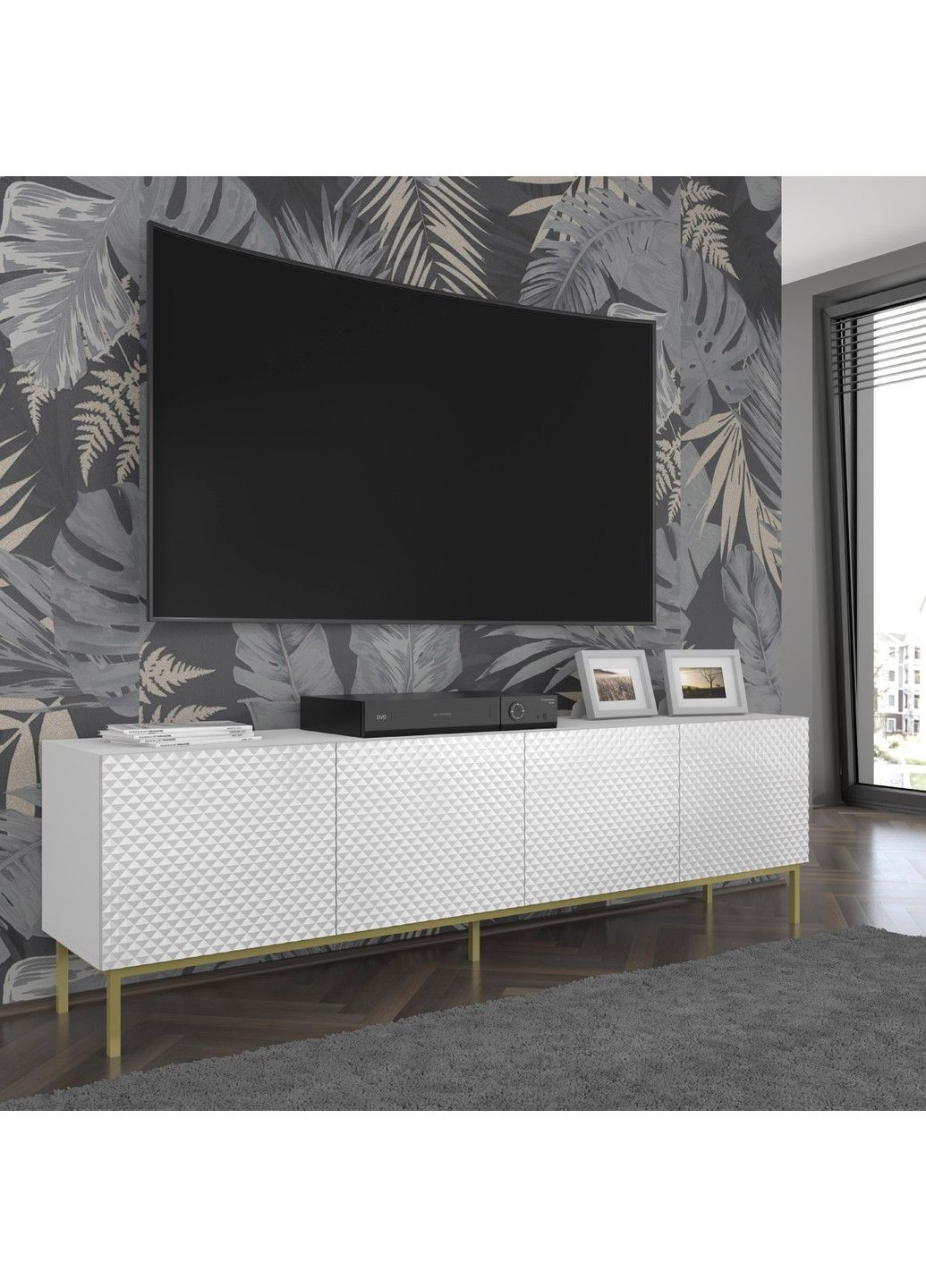 Тумба под телевизор с бриллиантовым эффектом Ravenna C 200 4D белая Bim Furniture (291124586)