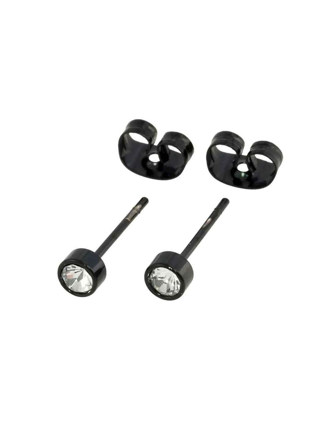 Сережки Stainless Steel Black пусети Кристали в обідковій оправі ø 4мм (204080) ТМ Xuping (315140303)