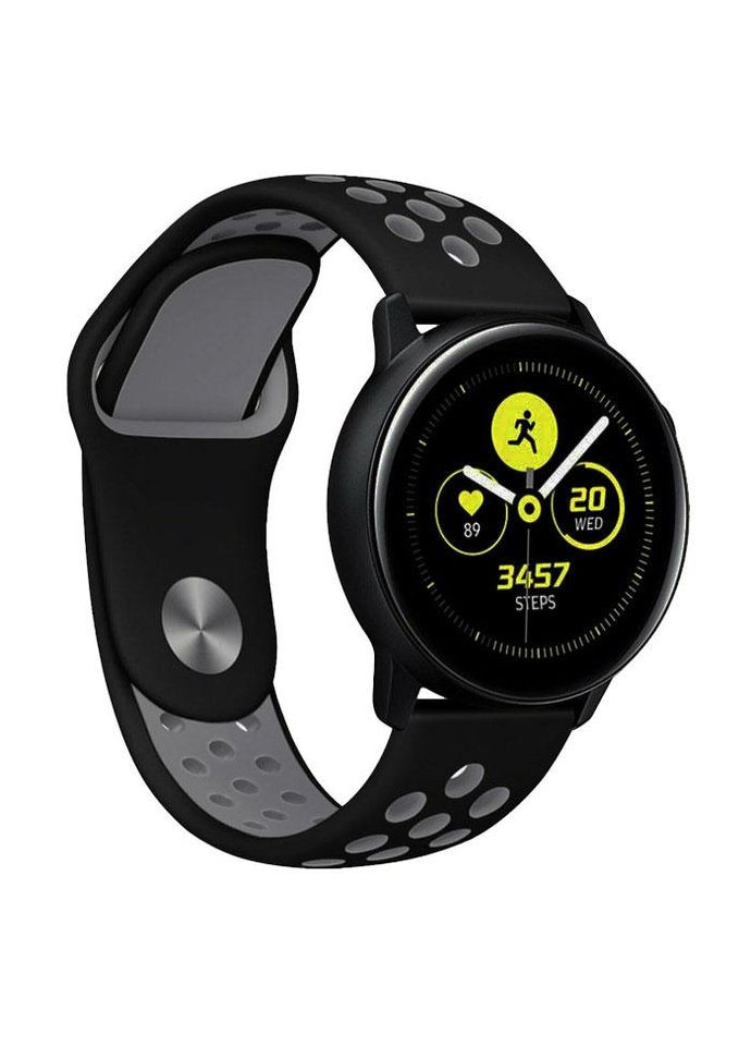 Спортивный ремешок Perfor Sport для часов Samsung Galaxy Watch Active / Active 2 - Black&Grey Primo (333720084)