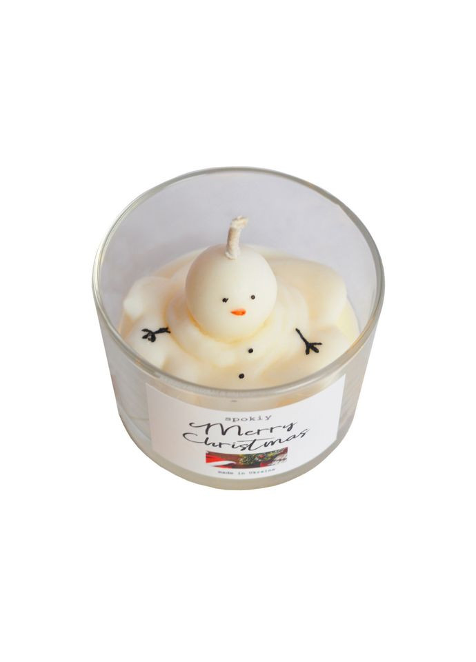 Новогодняя свеча ручной роботы из соевого воска «Снеговичек» SP2389, 100 г Spokiy (315135611)