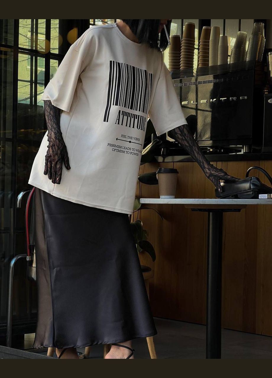 Белая женская футболка кулир с длинным рукавом No Brand