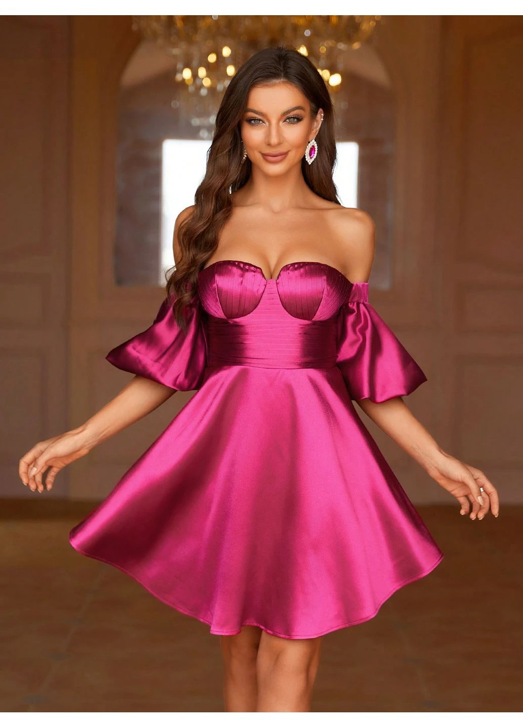 Фуксинова (кольору Фукія) сукня SHEIN