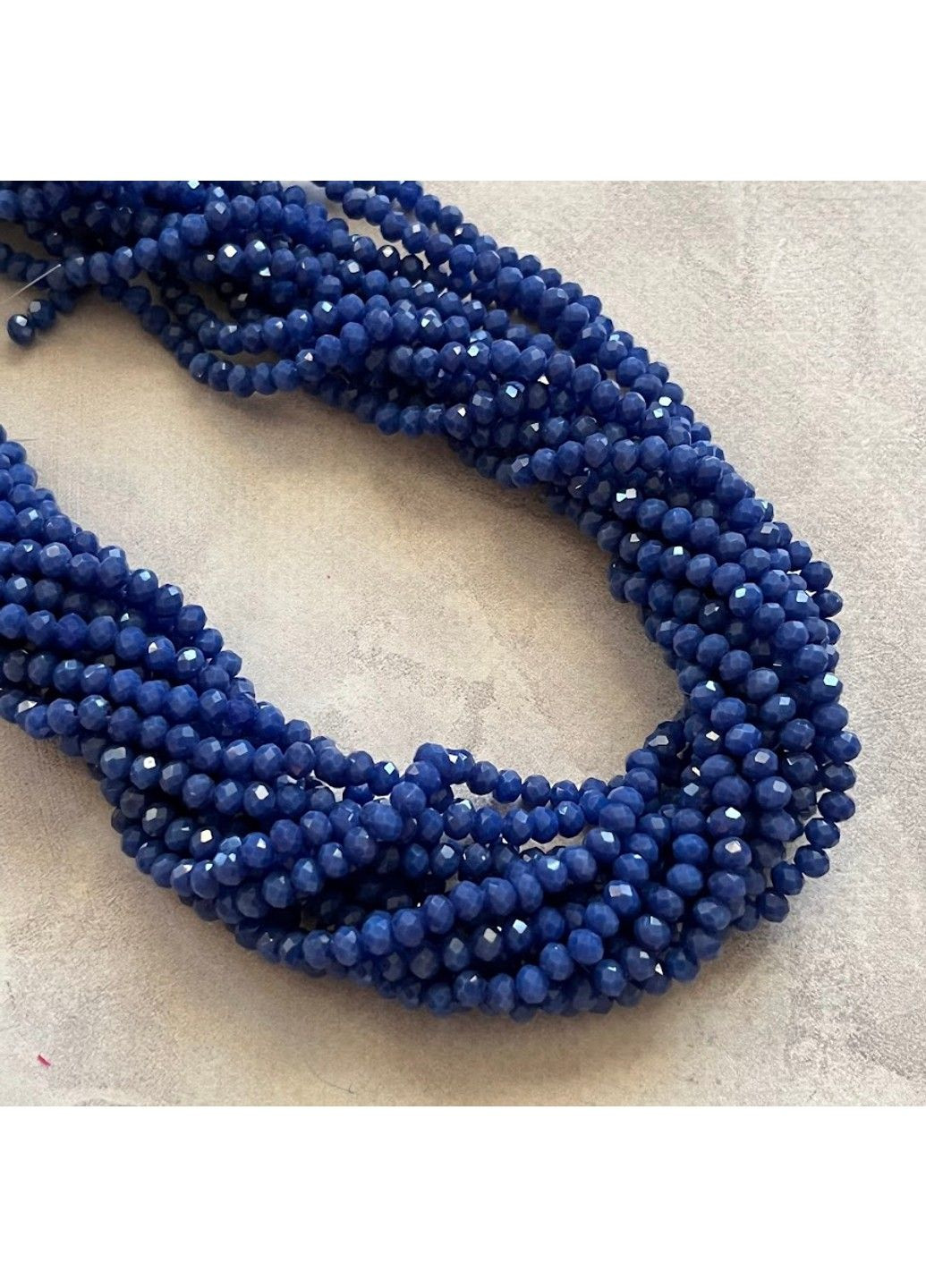 Бусина Рондель 4*3 мм, синий (не прозрачный) 1-нить ≈125-135 шт No Brand (315438028)