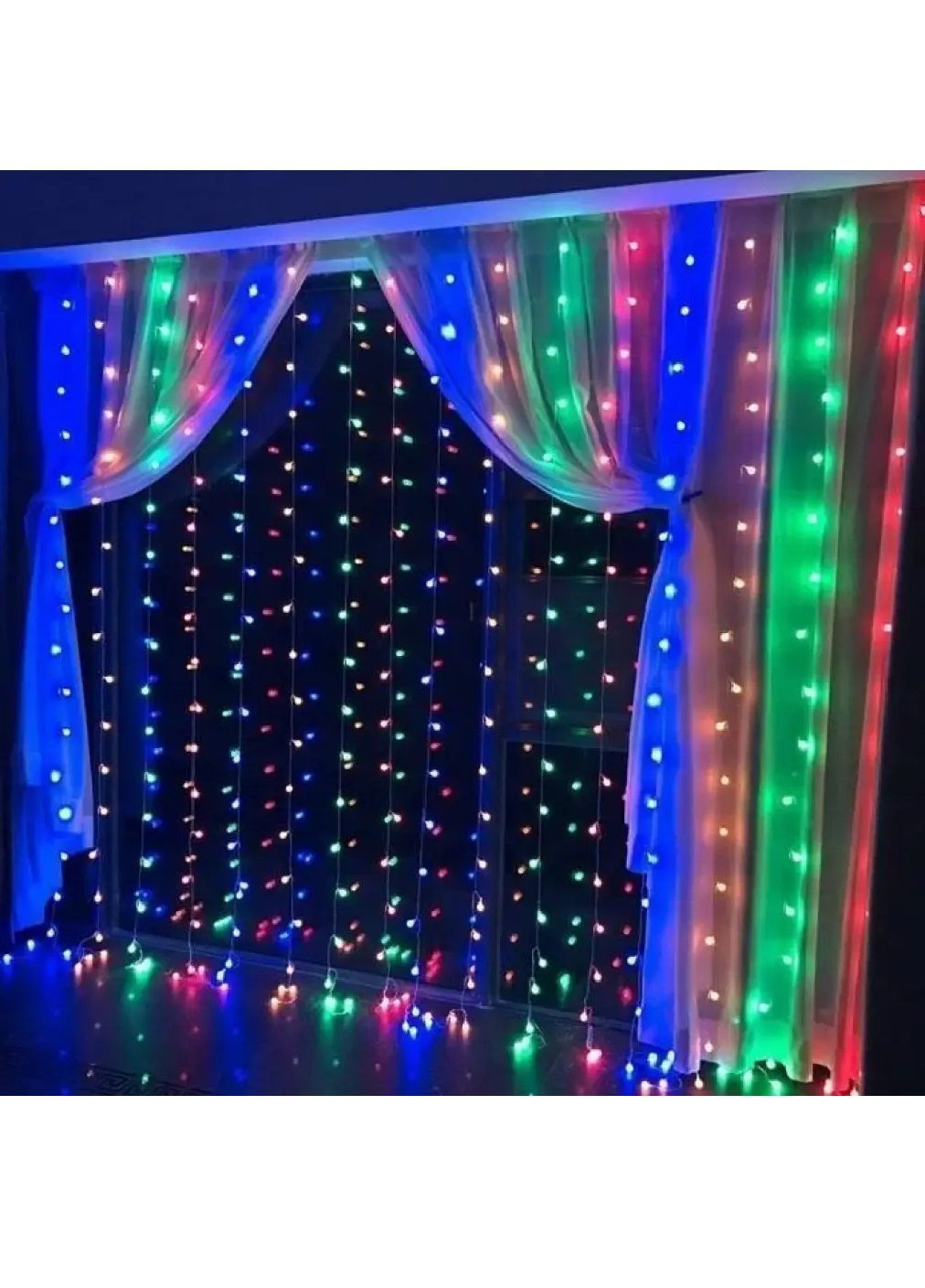 Гірлянда штора водоспад світлодіодна новорічна з роботою від мережі контролером 2х1,5 м 320 лампочок (481883-Prob) Різнобарвна Unbranded (367775609)