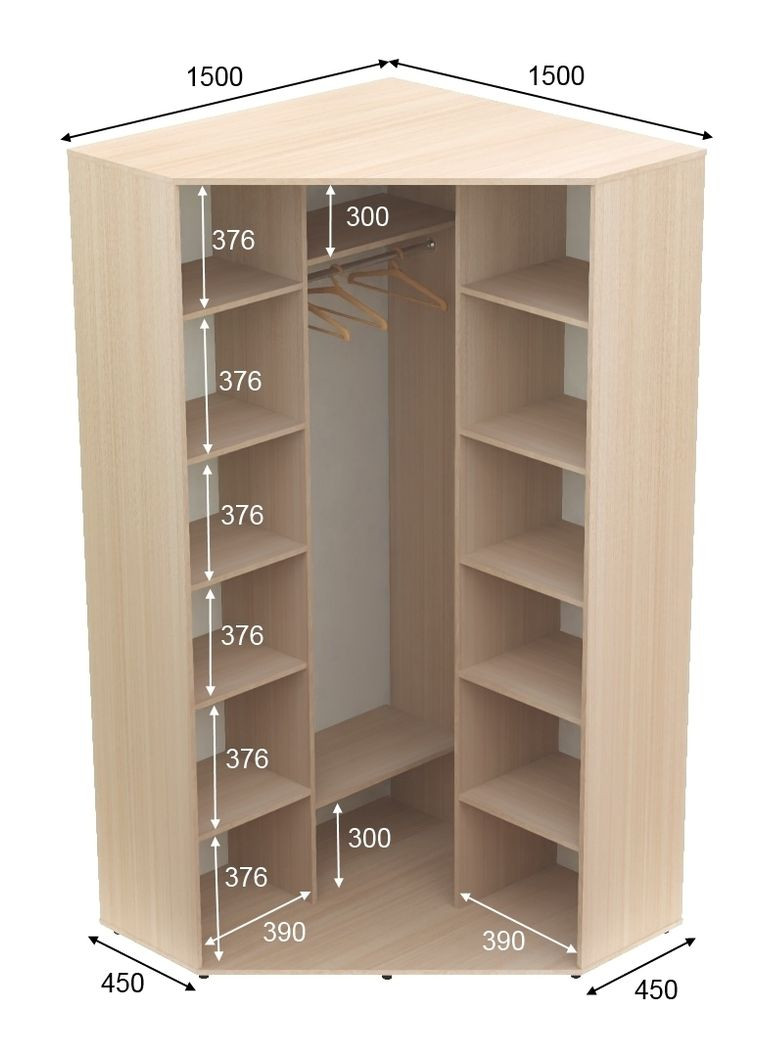 Шкаф-купе двухдверный угловой 150*150*220 Дуб молочный ДСП/Зеркало с пескоструйным рисунком Угол-5 Алекса (360473536)