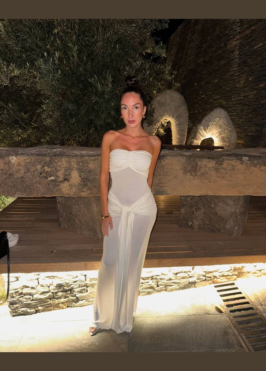 Білий відвертий, святковий, коктейльна, вечірня розкішна довга сукня-бандо Україна