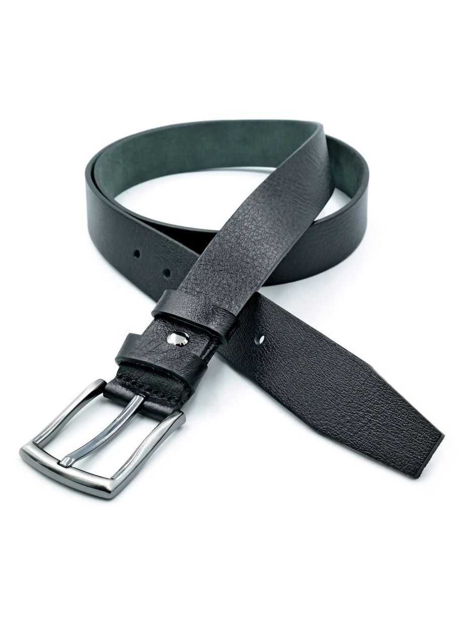 Шкіряний чоловічий ремінь 3,3 х 105-125 см Чорний Weatro (302519491)
