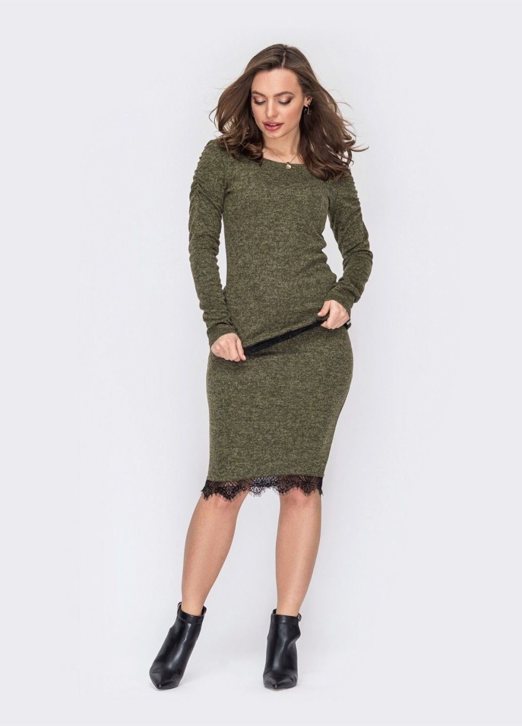 костюм кольору хакі з кофтою і спідницею Dressa (308260802)