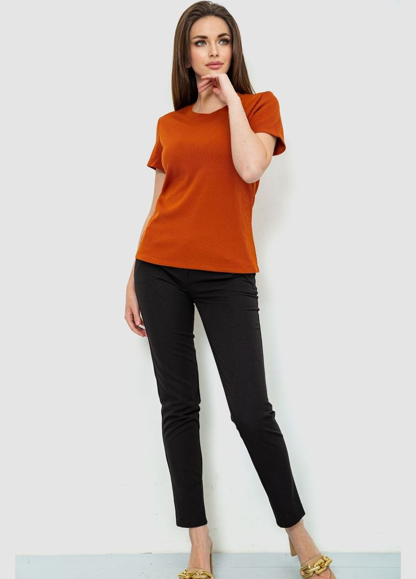 Терракотовая летняя футболка женская в рубчик Ager 102R204-1