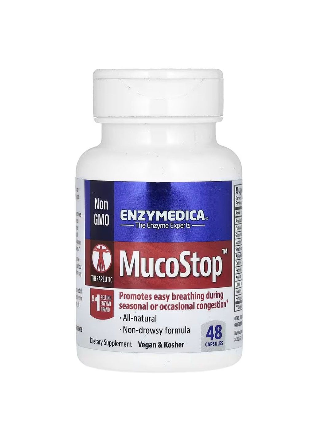 Комплексна Підтримка при Закладеності Носа MucoStop - 48 капсул Enzymedica (293965328)